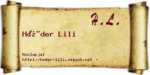 Háder Lili névjegykártya